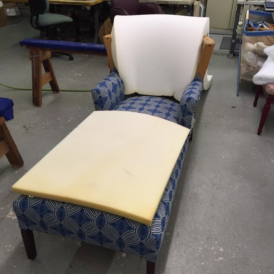 Finished foam replacement upholstery detail